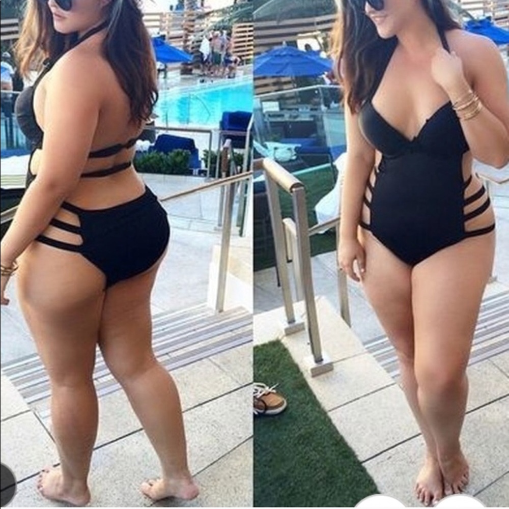Halter strap one piece.